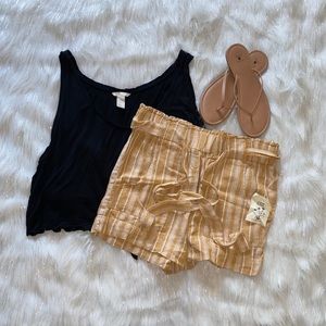 Yellow and White Striped Shorts